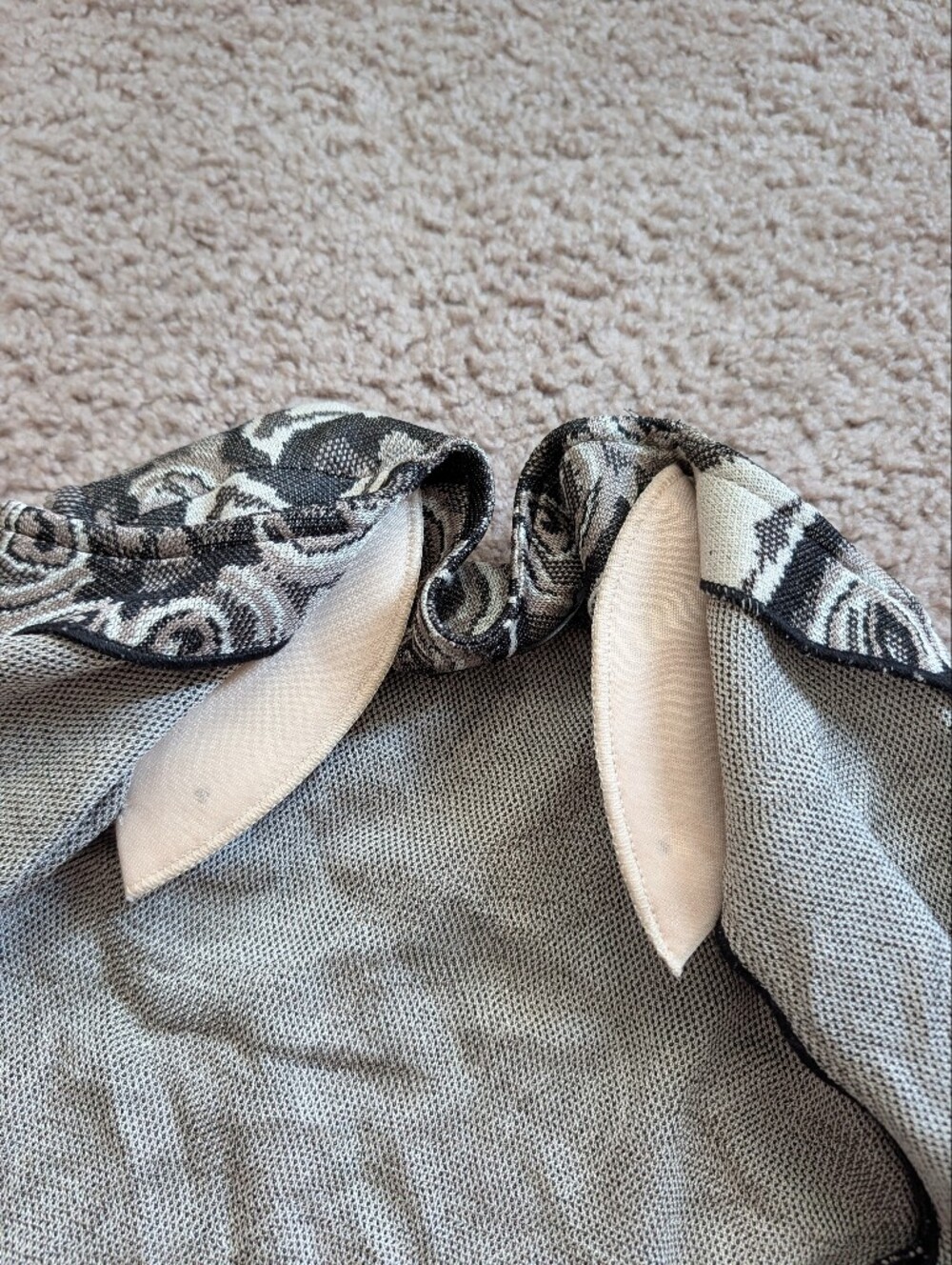 St. John Womens Black Cream Neutral Floral Print Knit Cardigan Sweater Size 12 - Picture 8 of 13